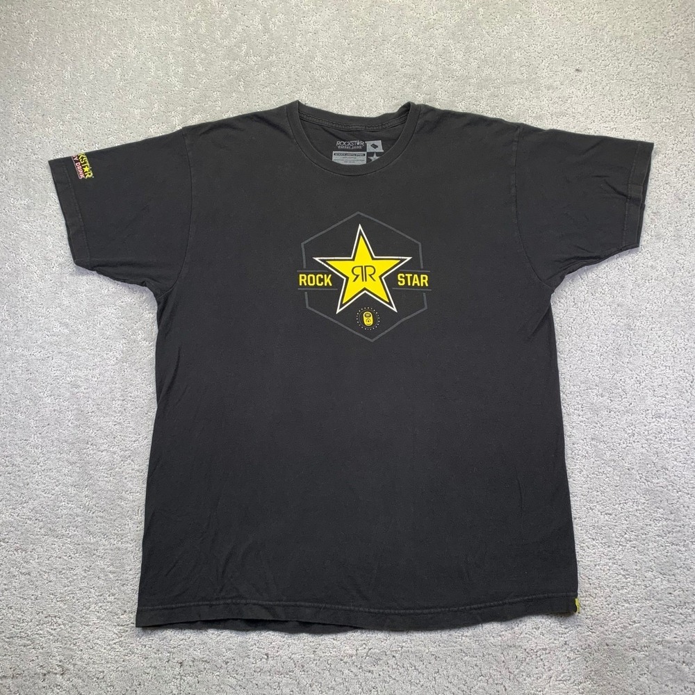 Rockstar Energy Drink T Shirt Mens Size XL Black Graphic Tee Short Sleeve Cotton